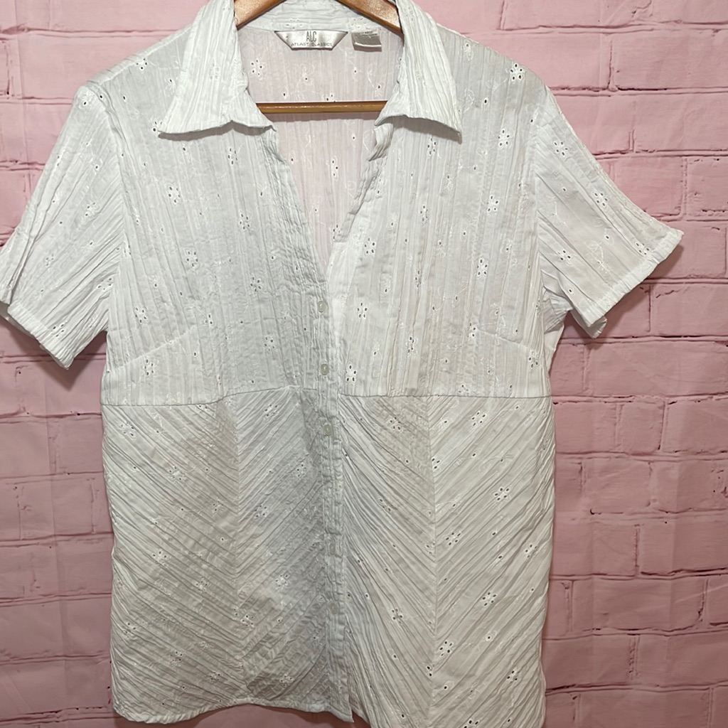 Button Down Eyelet Top